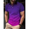 2026 Novo Venda Quente Transfronteiriça Europeu e Americano Listrado Impressão 3D Confortável Casual Respirável Camisa Polo Masculina de Manga Curta Atacado