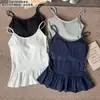 Nova Camisola Longa com Barra de Renda Franzida Versátil Estilo Hong Kong Design de Nicho Coreano Belo Colete