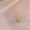 Collar para Mujer, Estilo Celebridad de Internet Europeo y Americano, Conjunto de Accesorios Giratorio de Flor de Girasol con Circonita Transfronterizo, Cadena para Clavícula Giratoria de 360 Grados
