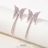 Brincos de Corrente Longa com Garras Exageradas Elegantes de Prata S925 com Strass para Mulheres Brincos com Franjas de Diamante Colorido Europeus e Americanos Brincos da Moda