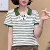 Camiseta de Manga Corta para Madre Verano 2024 Nuevo Rayada Tía Polo de Mujer Top Ropa al Mayoreo