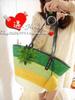 Bolso de Paja Bohemio Floral de Gran Capacidad de un Solo Hombro, Nuevo Bolso Tejido de Paja de Trigo Rayado, Bolso de Playa para Vacaciones en la Costa