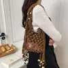 Bolsa de Rede com Franjas Tecida à Mão Estilo Boêmio para Mulheres, Bolsa de Ombro Transversal Fashion, Bolsa de Praia Estilo Resort à Beira-Mar