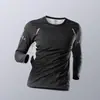 Uau, Camiseta Esportiva Masculina Slim-Fit de Gola Redonda e Manga Longa Feita Sob Medida para Primavera e Outono, Tops para Treinamento Esportivo Juvenil