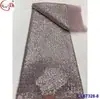 Tecido de Malha Floral Lantejoujado Pesado com Contas Tecido de Renda com Lantejoulas para Noivas