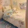 Juego de ropa de cama de algodón 100% para dormitorio universitario de tres piezas para literas, funda de edredón de algodón estilo ins, juego de seis piezas para cama individual