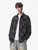 Camisa de manga larga con cuello estilo tie-dye americano para hombre, top fino de primavera y otoño, corte holgado, talla grande, chaqueta camisa casual para adolescentes