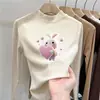 Ropa interior térmica para niños con cuello semi-alto y forro polar, top interior cálido de otoño e invierno para niñas, camiseta de manga larga para niños mayores para usar como capa exterior