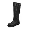 Botas de moda estilo británico de caña alta de 4,5 cm, nuevo modelo otoño e invierno 2026, puntera redonda, tacón grueso, botas de montar para mujer hasta la rodilla