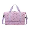 Bolsa de Viaje Plegable Transfronteriza para Viajes de Negocios de Corta Distancia para Mujeres, Gran Capacidad, Bolsa de Equipaje con Estampado Dulce, Bolsa de Gimnasio con Separación Seca y Húmeda