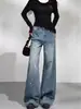 Jeans de Piercing de Estrella de Cielo Completo Brillantes de Piercing Pierna Ancha para Mujer 2026 Otoño Versátiles Adelgazantes Sueltos Pantalones Rectos Brillantes de Piercing de Diamante