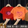 Camiseta de Manga Corta de Algodón Puro con Dibujos para Niñas Verano 2025 Nueva Tallas Mediana y Grande Estilo Coreano para Niñas Tops Holgados de Media Manga Modernos