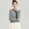 Cárdigan de Punto de Lana de Otoño Temprano Moda Casual Redondo Bloque de Color Falso Dos Piezas Versátil Tejido Top de Lana para Mujer