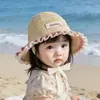 Chapéus Infantis, Chapéus de Palha para Primavera e Verão, Chapéus de Princesa com Renda Estilo Coreano, Chapéus de Sol Respiráveis com Aba Larga para Bebês, Chapéus de Proteção Solar, Chapéus da Moda