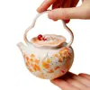 Tetera de Cerámica Artesanal de Alta Gama con Diseño de Copo de Nieve Blanco y Asa Única, Adecuada para Uso Doméstico, Juego de Té Kung Fu
