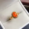Anillo de Ópalo de Fuego Natural Transfronterizo de Amazon Plata S925 Piedra Principal 6*8 Joyería de Lujo Venta Directa de Fábrica