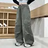 Pantalones de Niña Primavera Otoño 2026 Elegantes Medianos Grandes Infantiles Nueva Moda Pantalones Cargo Pierna Recta Pierna Ancha Casual Versátiles Pantalones Largos