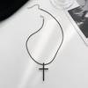 Collar coreano con cadena de suéter con cruz de ocho caracteres bañada en plata, joyería popular para niñas, joyería muy vendida en AliExpress.