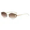 Gafas de sol europeas y americanas sin montura para mujer, nuevo estilo vintage del milenio, gafas de sol Y2K con forma de diamante y aspecto de alta gama, adecuadas para fotografía callejera