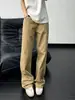 Jeans de mezclilla de algodón lavado color caqui para hombre estilo American high street pantalones de pierna ancha pierna recta cleanfit pantalones con ligero bootcut modernos