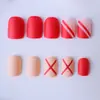 Piezas de Arte para Uñas de Comercio Exterior Más Vendidas en Otoño e Invierno, Cuadros Burdeos Estilo Ins Europeo y Americano Uñas Cuadradas Cortas Portátiles Venta al por Mayor