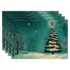 Manteles individuales navideños más vendidos transfronterizos, nueva serie de muñeco de nieve y renos, tapetes resistentes al calor, lino Amazon