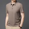 Polo Masculino para Negócios Cor Sólida Gola Quadrada Manga Curta Primavera e Verão Estilo Coreano Casual Moda Jovem Top Masculino Estiloso