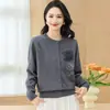 Moda de Mamá 2026: Top de Punto Otoño e Invierno, Ropa Exterior, Capa Base, Suéter Versátil Casual Elegante de Corte Holgado Talla Grande Cuello Redondo