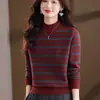 Suéter Grueso de Cuello Medio Alto para Mujer Otoño e Invierno, Capa Base Holgada, Nuevo Estilo 2026, Rayas, Delgado, Top Interior