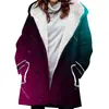 Estilo Europeo y Americano Transfronterizo Más Vendido 2023 Nuevo Cortavientos para Mujer Invierno Engrosado Abrigo con Capucha Estampado Gradiente 3D Venta al por Mayor