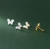 Brincos de Prata Aerchi S925 Estilo Coreano Diamante Borboleta Verão Doce Pequeno Fresco Joias de Orelha Femininas M02208