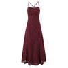 Estilo Europeo y Americano Vestido Sexy sin Espalda con Tirantes Falda de Tirantes Verano Jacquard Cintura Adelgazante Vestido Elegante Falda Larga