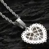 Colgante de Corazón de Plata 925 Hip Hop Europeo y Americano Joyería de Comercio Exterior Rap Completo Zirconio Encaje Corazón Colgante S925