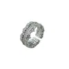 Anillo Abierto de Flor Completa Hecho a Medida de Fábrica, Anillo Floral Pequeño de Lujo Ligero con Incrustaciones de Circonita de Doble Fila, Hecho a Medida Según Tu Diseño