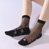 Medias de Seda de Hielo de Cristal para Mujer Primavera y Verano, Cortas de Cristal Negro, Tubo Medio, Base de Algodón, Antidesgarros, Color Piel, Transparentes y Resistentes al Desgaste