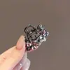 Pinza Pequeña de Tiburón con Flor de Pedrería de Lujo para Cabello Fino, Pinza para Cola de Caballo Baja en la Parte Posterior de la Cabeza, Pinza para Media Recogida