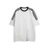 Camiseta de manga corta de algodón puro de color sólido estilo retro americano, jersey de cuello redondo, top informal, venta al por mayor para parejas