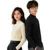 260g Otoño Primavera Cuello Semi Alto Camiseta Interior Mujer Otoño Manga Larga Capa Base Ropa Exterior Cachemir Proteína Más Terciopelo Cálido Ropa de Otoño