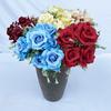 Flor Artificial Rosa Brillante Fénix de 7 Cabezas Planta Verde Artificial en Maceta Flor Decorativa para Salón de Bodas Decoración de Mesa para Interiores