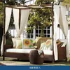 Terraza de Villa Casual Cama Sofá Resistente a la Lluvia y al Sol Silla de Mimbre para Sala de Estar Hotel B&B con Cortina de Gasa Cama Sofá