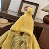 Chaqueta de Ropa para Niñas de Otoño e Invierno, Elegante y Moderna Estilo Coreano, Abrigo Grueso de Felpa con Capucha, Lindo Abrigo de Piel para Bebés y Niños