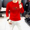 Camiseta Masculina de Manga Comprida Explosions Camiseta Base Artesanato Pesado Hot Drilling Gola Redonda Ajuste Confortável Top Masculino Pulôver Roupa Exterior