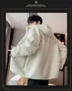 Jaqueta Masculina de Lã de Cordeiro Plush Algodão Outono Inverno Novo Estilo Fleece Granulado Casaco de Inverno Marca Tendência Jaqueta Espessa com Acolchoamento de Algodão