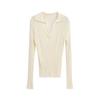 Suéter Tricô Pit Estilo Coreano Feminino Outono 2024 Novo Gola Lapela Slim Fit Emagrecedor Manga Longa Pulôver Camisa Base 5396