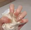 Unhas Postiças Curtas Estilo Hailey Populares, High-End, Realçadoras da Pele, Unhas Postiças Elegantes, Adesivos de Unha Semi-Acabados Removíveis Atacado