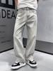 Jeans Masculino de Alta Qualidade Cinza Claro Estilo Novo Verão 2026, Corte Solto, Versátil, Tendência, Marca Casual, Calça Reta, Estilosa