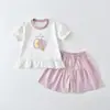 Conjunto de Bebé Niña Verano Nuevo Camiseta de Manga Corta Pantalones Infantiles Ropa de Verano Elegante Ropa Infantil