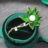 Sol Nube Nuevo Broche de Loto Elegante Liso de Alta Gama Azul Verde Goteo de Aceite Elegante Pin de Loto con Diamantes Mujeres