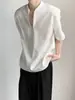 Camiseta de Verano Estilo Japonés Delgada con Cremallera Moda Nicho Manga Corta para Hombre, Ropa Exterior Casual Holgada de Color Sólido Camisa Polo