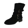 Botas de Plataforma Altas Estilo Caballero Retro Francés para Mujer 2026 Otoño Nuevas Estilo Coreano Temperamento Moda Gamuza Adelgazantes Botines Cortos